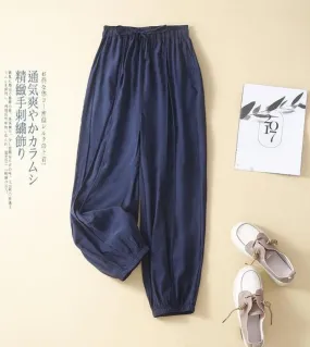 2022 Primavera Estate Nuove Donne di Stile di Arti Elastico In Vita Allentato Pantaloni di Lunghezza Della Caviglia Tutti Abbina