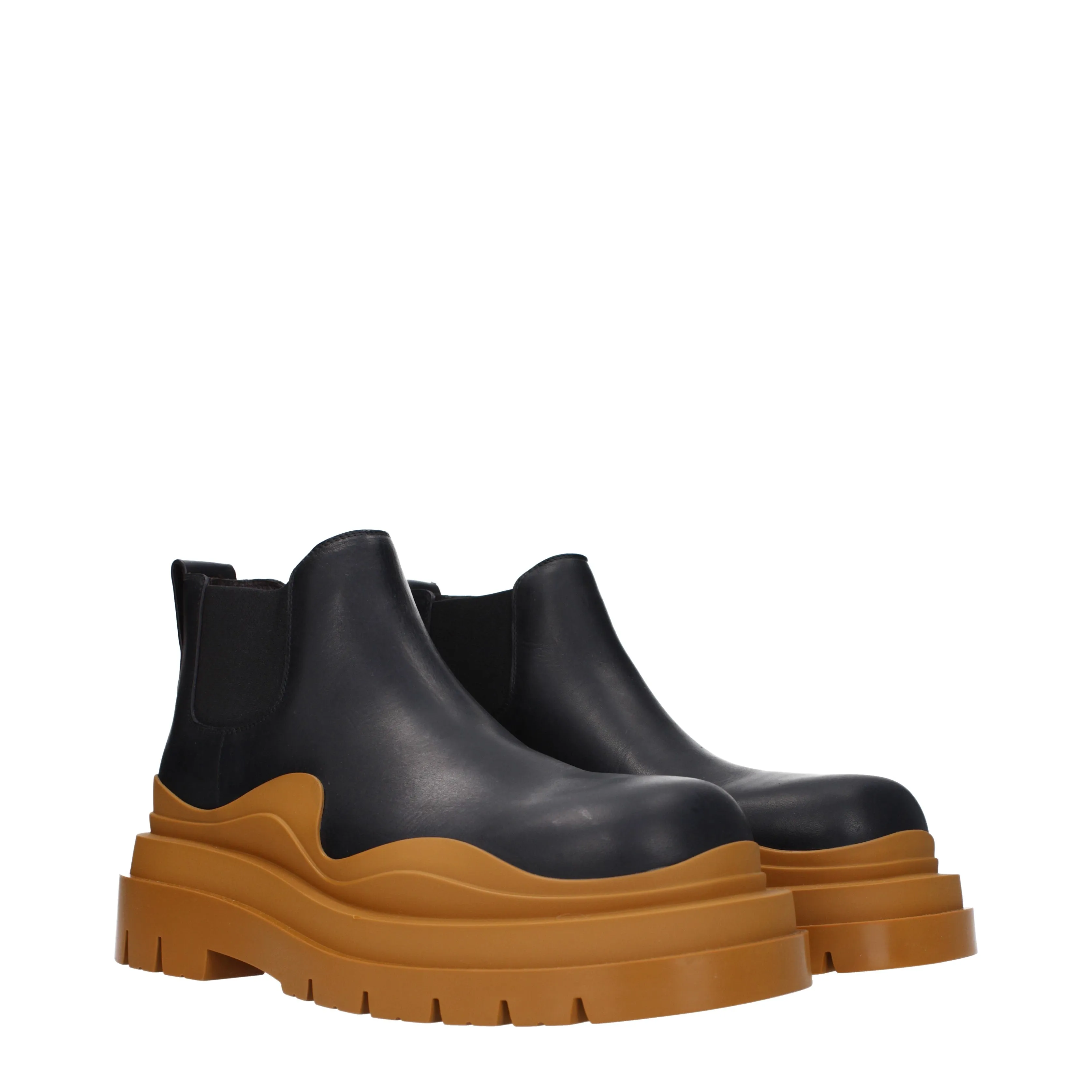 Bottega Veneta Stivaletti Uomo Pelle Nero/Caramello