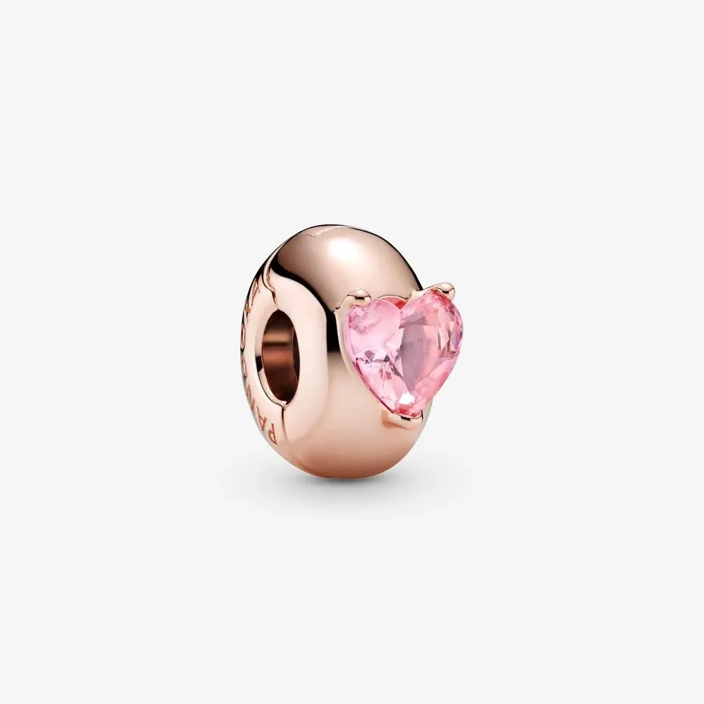 Clip Pandora con Solitario a Cuore Rosa 789203C01