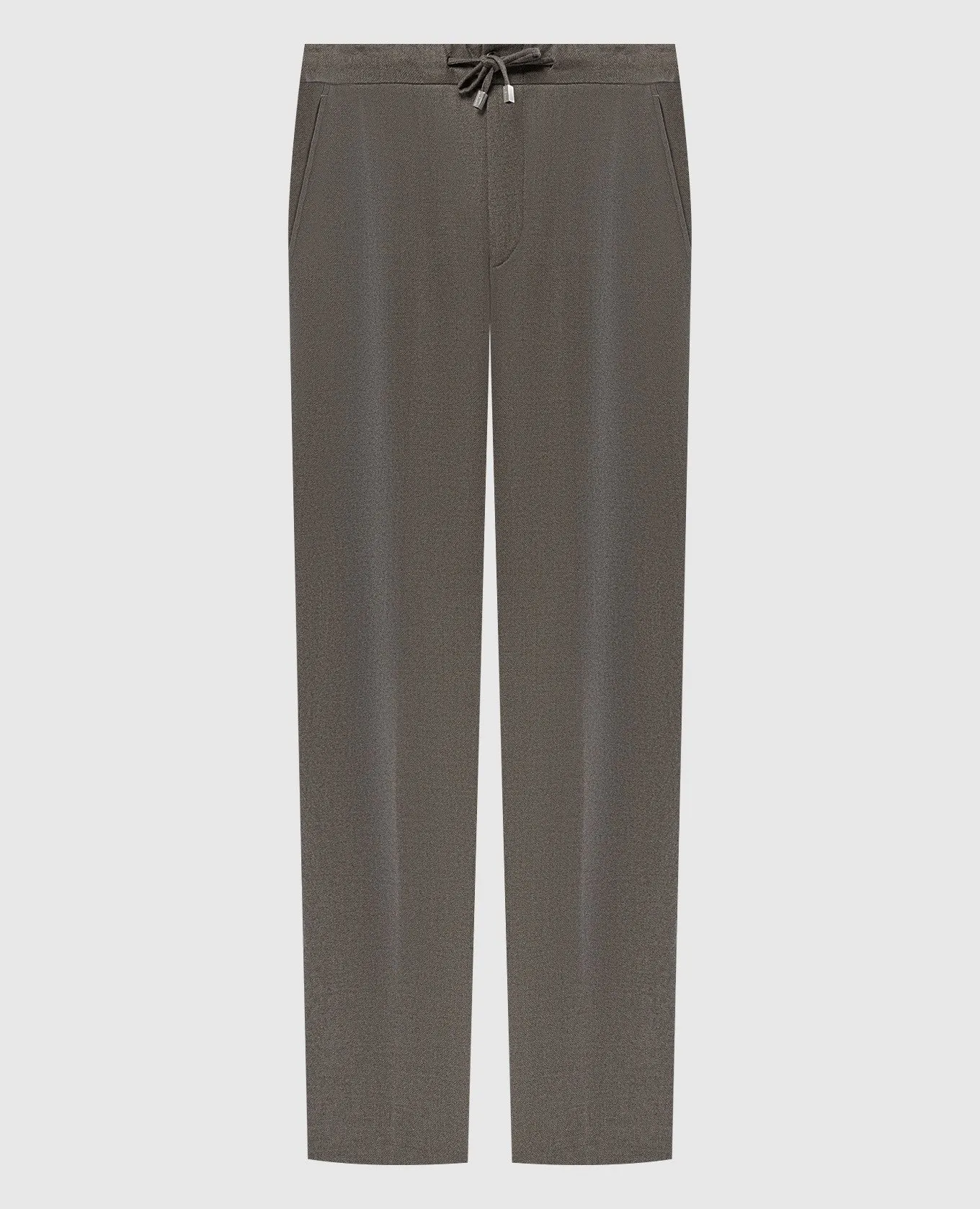 Enrico Mandelli Pantaloni beige in lana con incisione logo GYMP023821