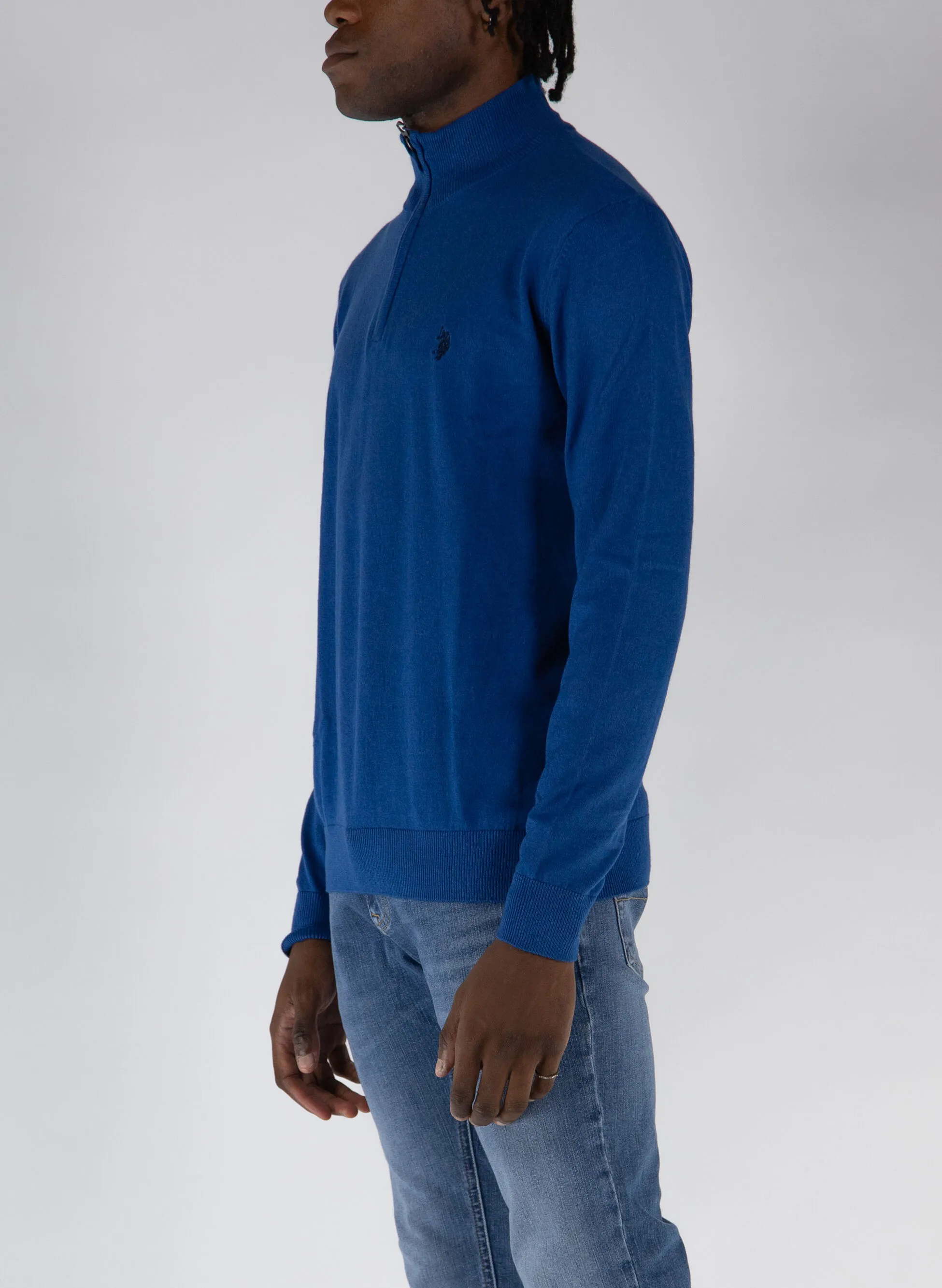 maglione 1/2 zip misto cotone