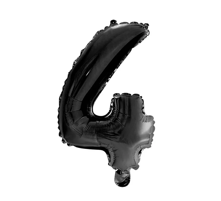 Palloncino Foil Numero 4 Colore Nero 41 cm