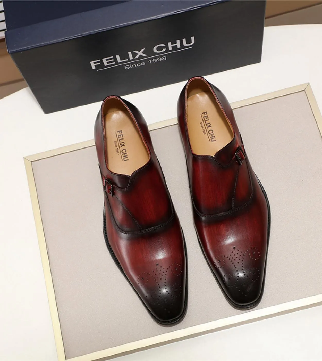 Scarpe eleganti da uomo Monk Strap Felix Chu Mocassini da uomo da uomo Scarpe eleganti da uomo