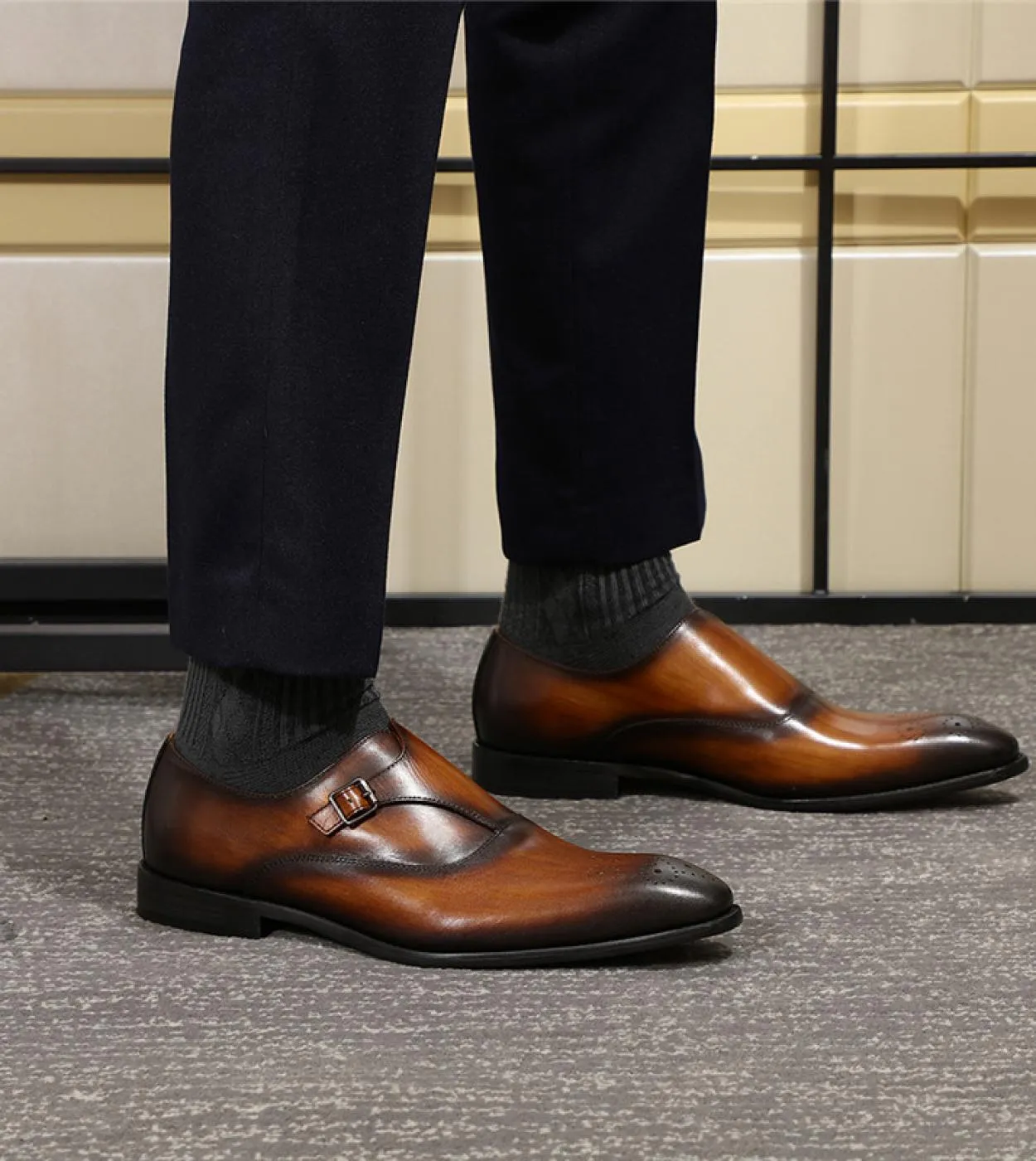 Scarpe eleganti da uomo Monk Strap Felix Chu Mocassini da uomo da uomo Scarpe eleganti da uomo