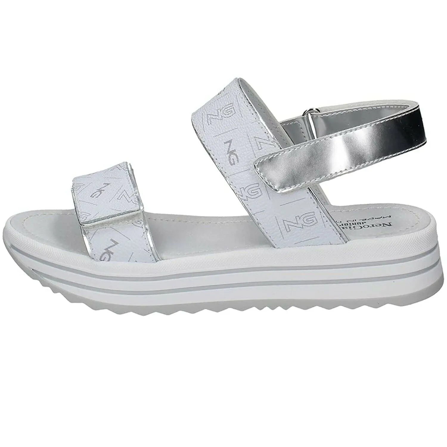 Scarpe Teen NeroGiardini - Art. E131923F 700 Sandalo plat Bianco argento
