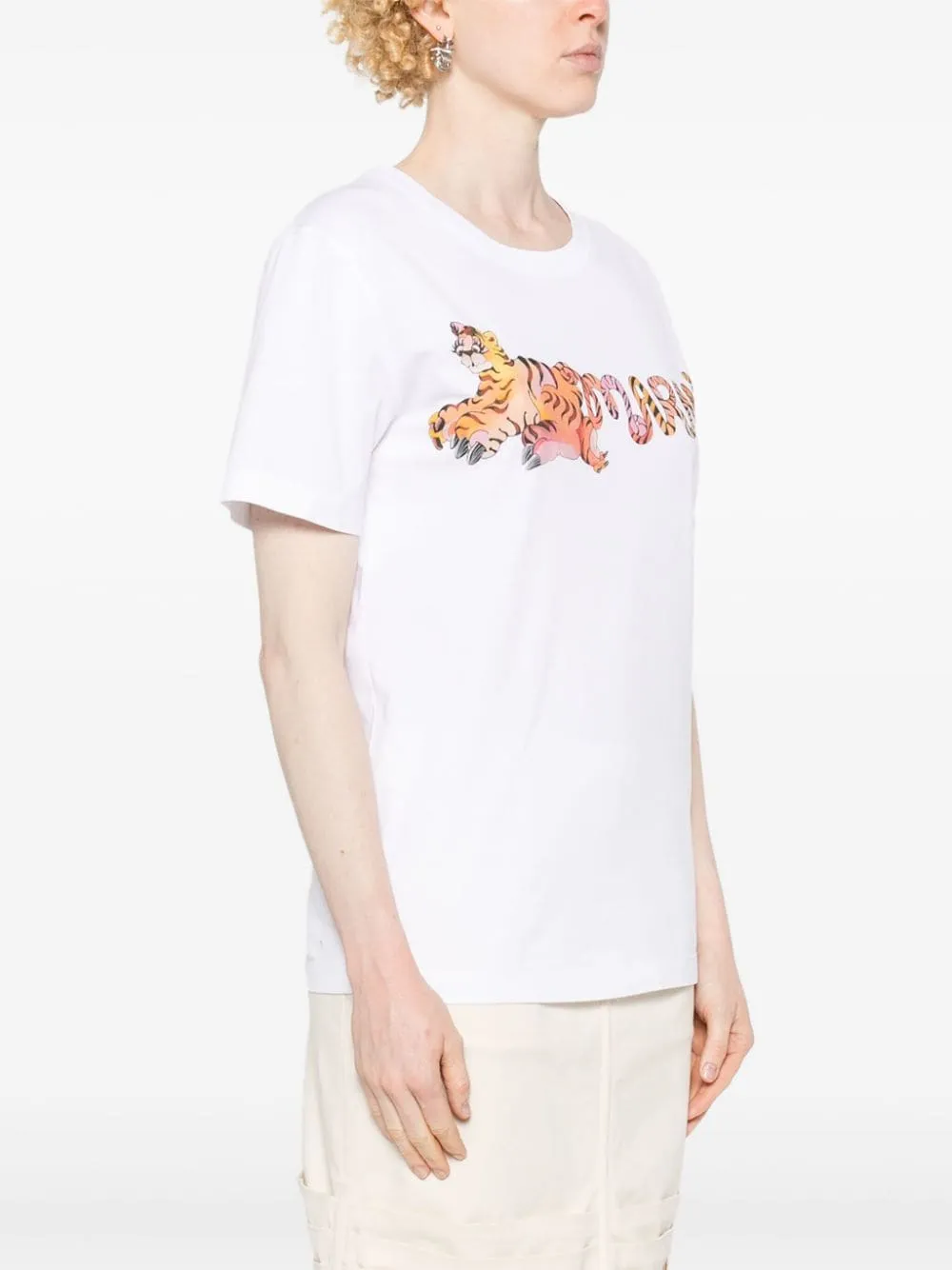 T-shirt con stampa Ferocious Curly Kitty in bianco di Marni - donna