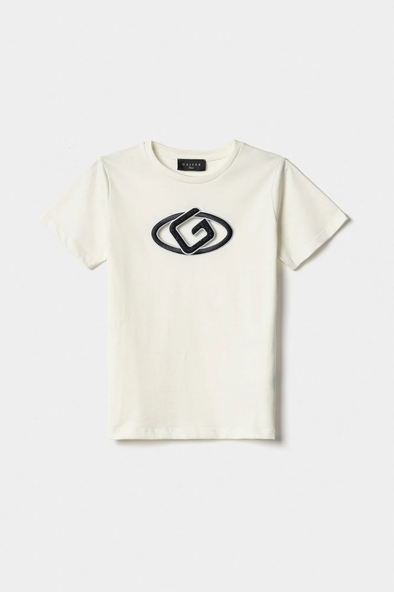 T-Shirt Paricollo Mezza Manica In Jersey Off White - Gaëlle Paris